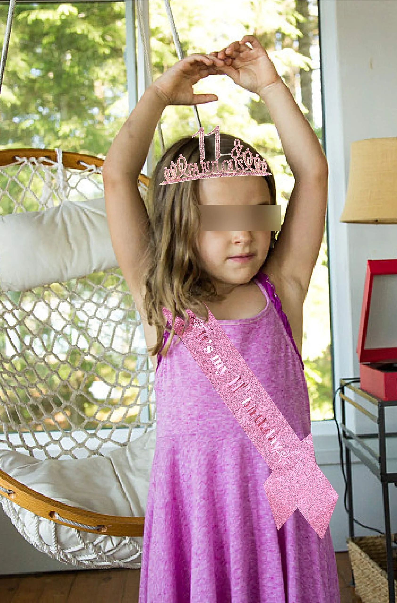 11th Birthday Gifts for Girl,11th Birthday Tiara and Sash Pink,11th Birthday Decorations