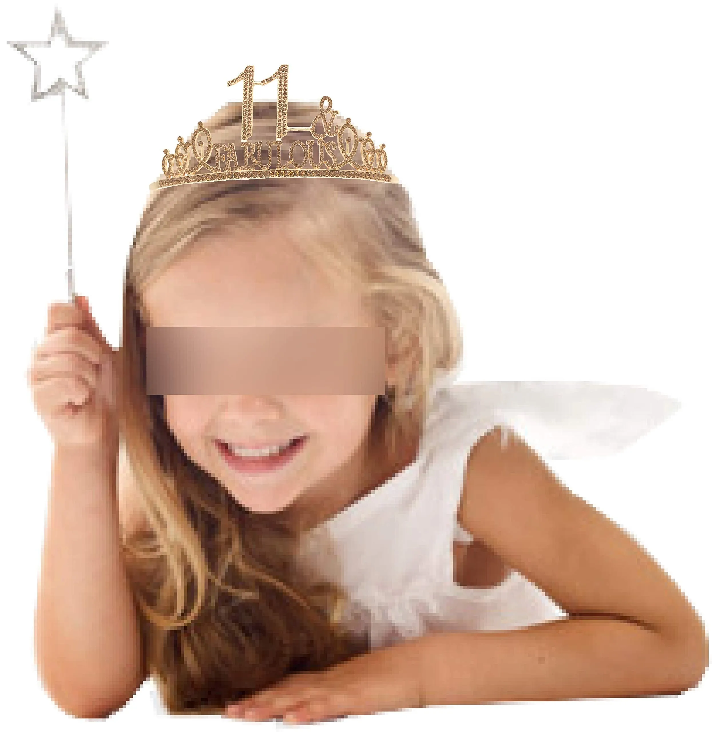 11th Birthday Gifts for Girls,11th Birthday Tiara and Sash Golden,11th Birthday