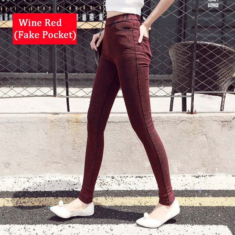 2015 New Fashion Ladies Casual Stretch Denim Jeans Leggings Jeggings Pencil Pants Thin Skinny Leggings Jeans Womens Clothing