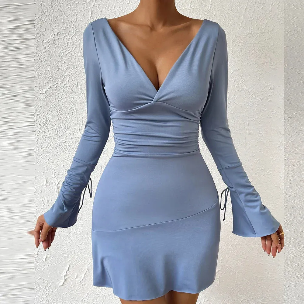 Autumn Party 2024 Long Mini Tight Sleeve Club Evening Backless New Bodycon Dress Dress