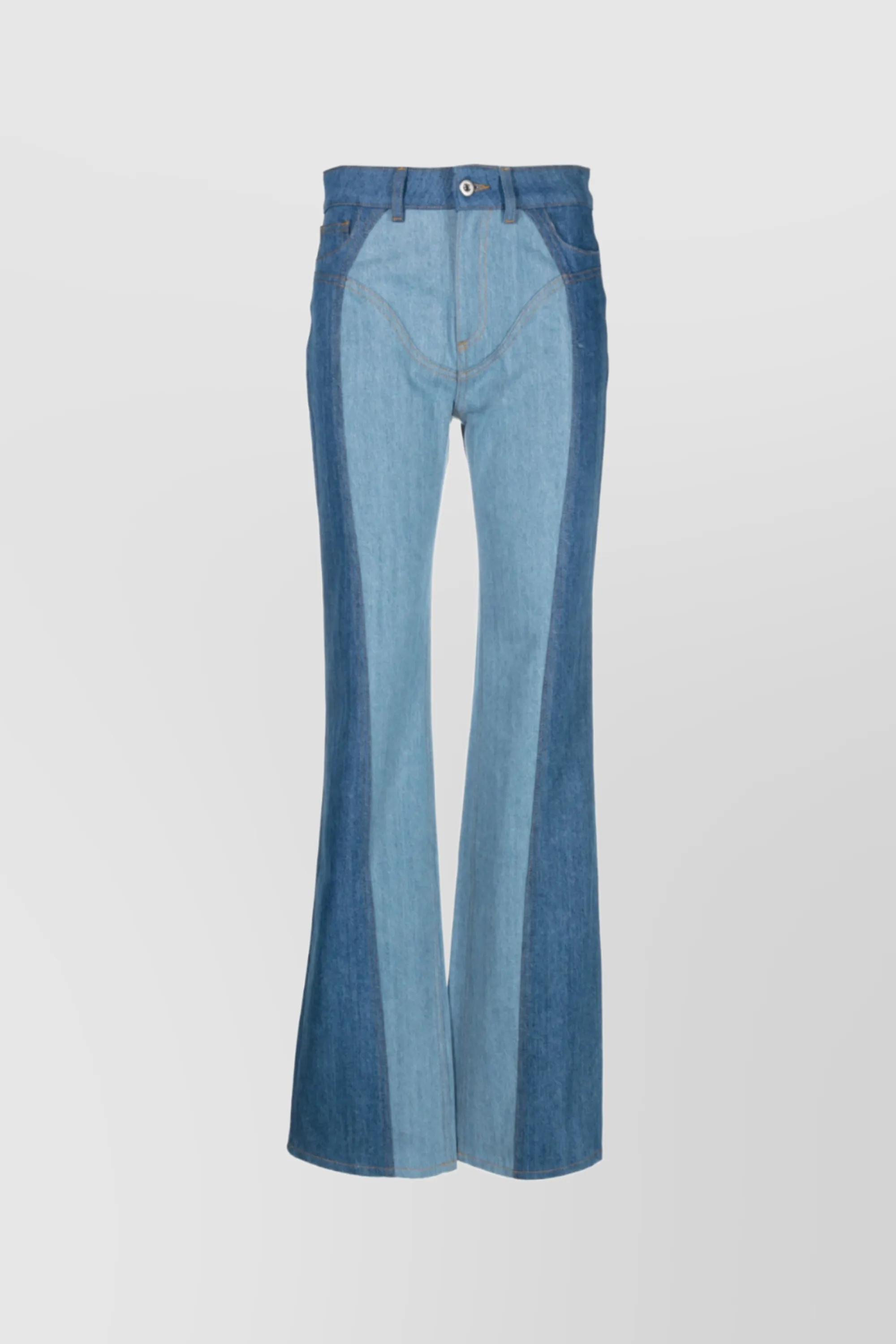 Bi-colored straight leg denim pants