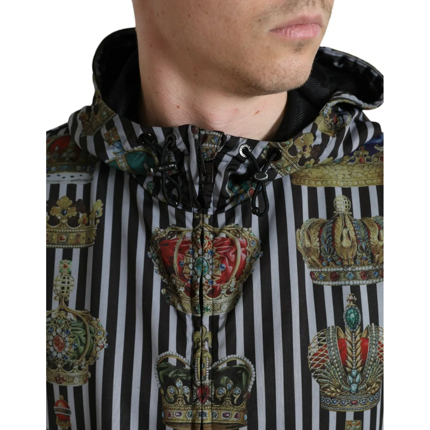 Dolce & Gabbana Chic Black & White Hooded Tech Jacket