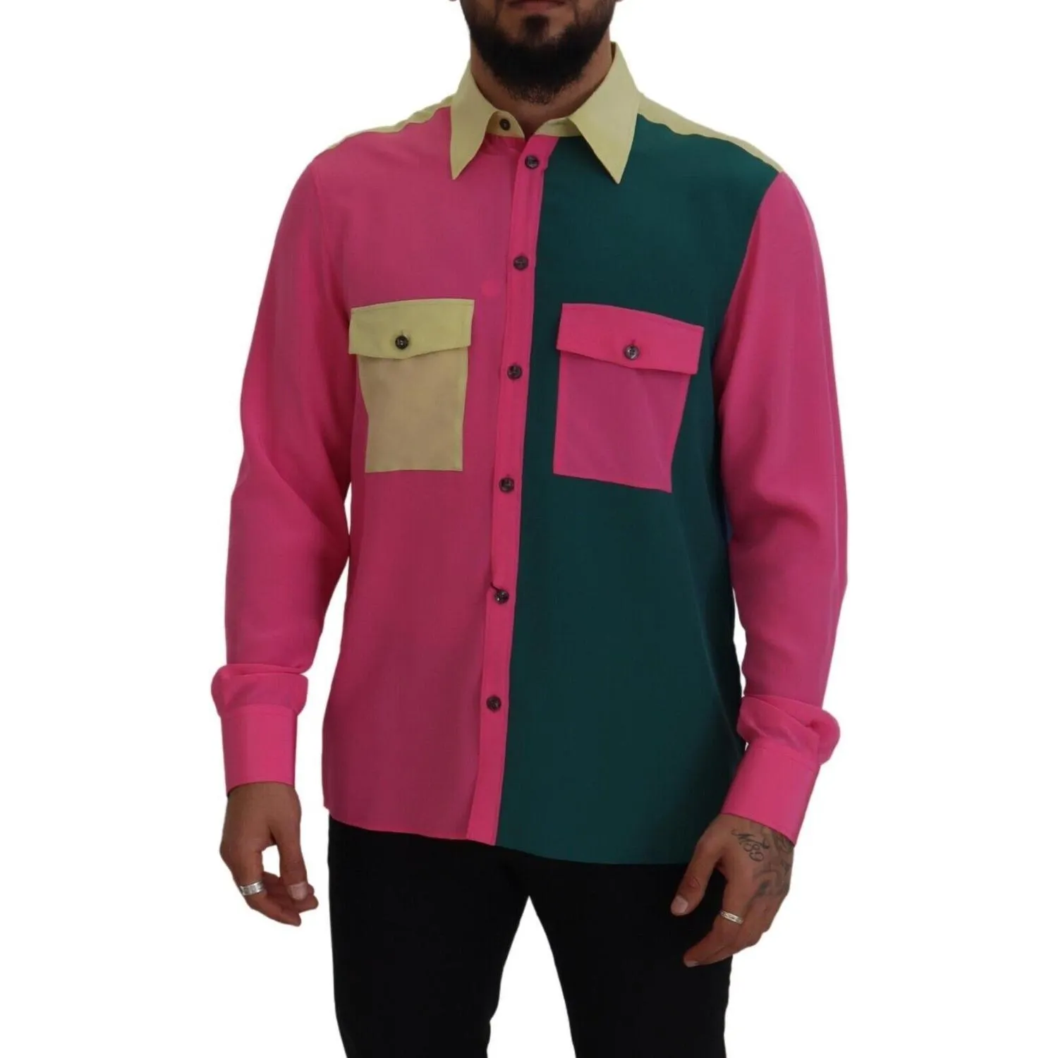 Dolce & Gabbana Elegant Multicolor Silk Button-Down Shirt