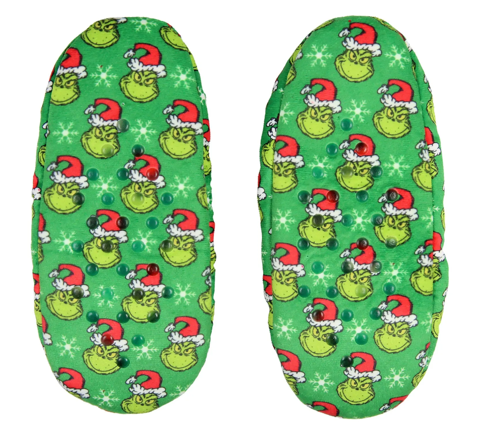 Dr. Seuss GRINCH Who Stole Christmas Grinch Santa Slipper Socks No-Slip Sole