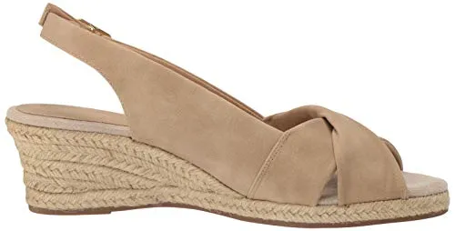 Easy Street Women's Maureen Espadrille Slingback Sandal Wedge, Beige, 7.5 W US