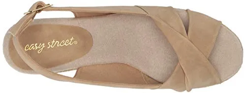 Easy Street Women's Maureen Espadrille Slingback Sandal Wedge, Beige, 7.5 W US