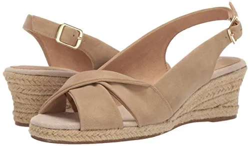 Easy Street Women's Maureen Espadrille Slingback Sandal Wedge, Beige, 7.5 W US