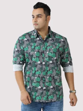 Green Jungle Printed Cotton Full Shirt Men's Plus Size