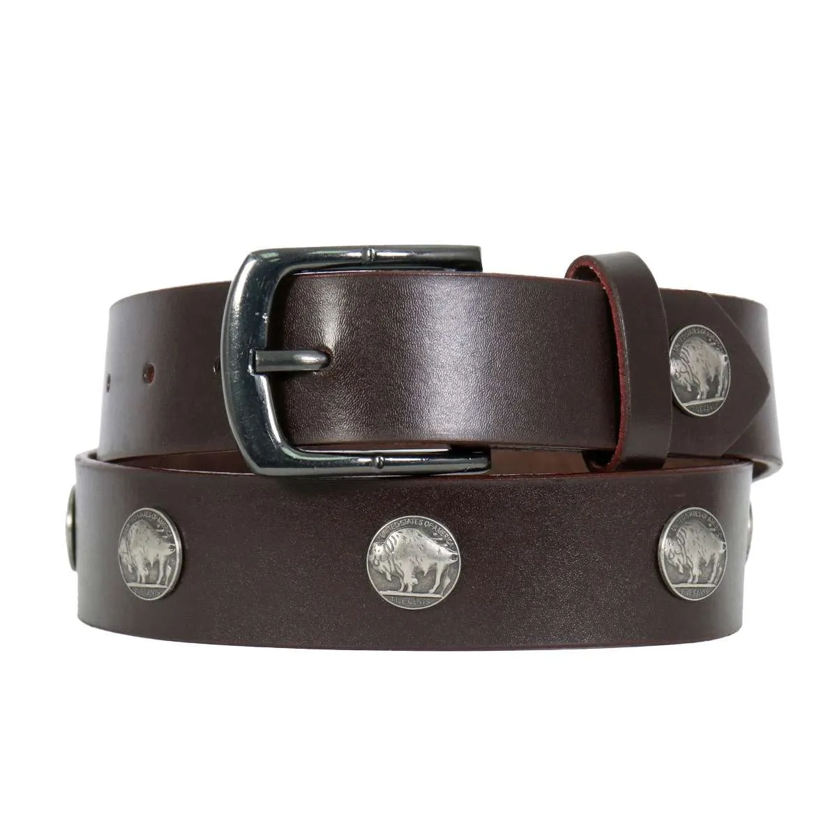 Hot Leathers Buffalo Nickel Brown Leather Belt BLA1131