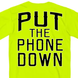 Hot Leathers GMD1410 Mens 'Put The Phone Down' Safety Green T-Shirt