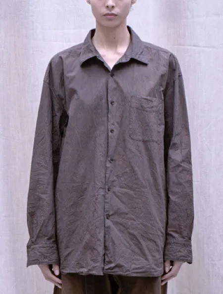 Max High-Count Typewriter Kakishibu Garment-Dye Collar Shirt