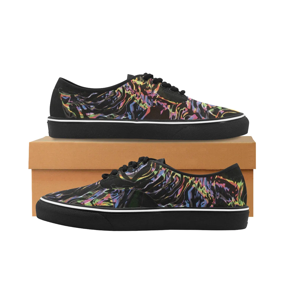 Men's Dark Psychedelic Print Canvas Low Top Shoes