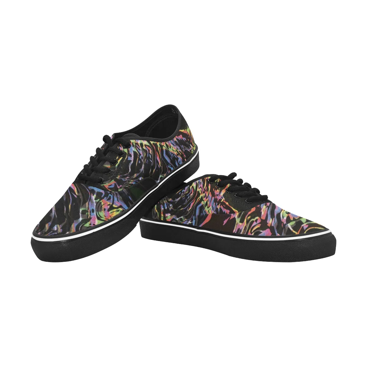 Men's Dark Psychedelic Print Canvas Low Top Shoes