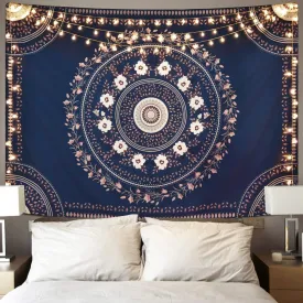 Oat & Navy Floral Tapestry