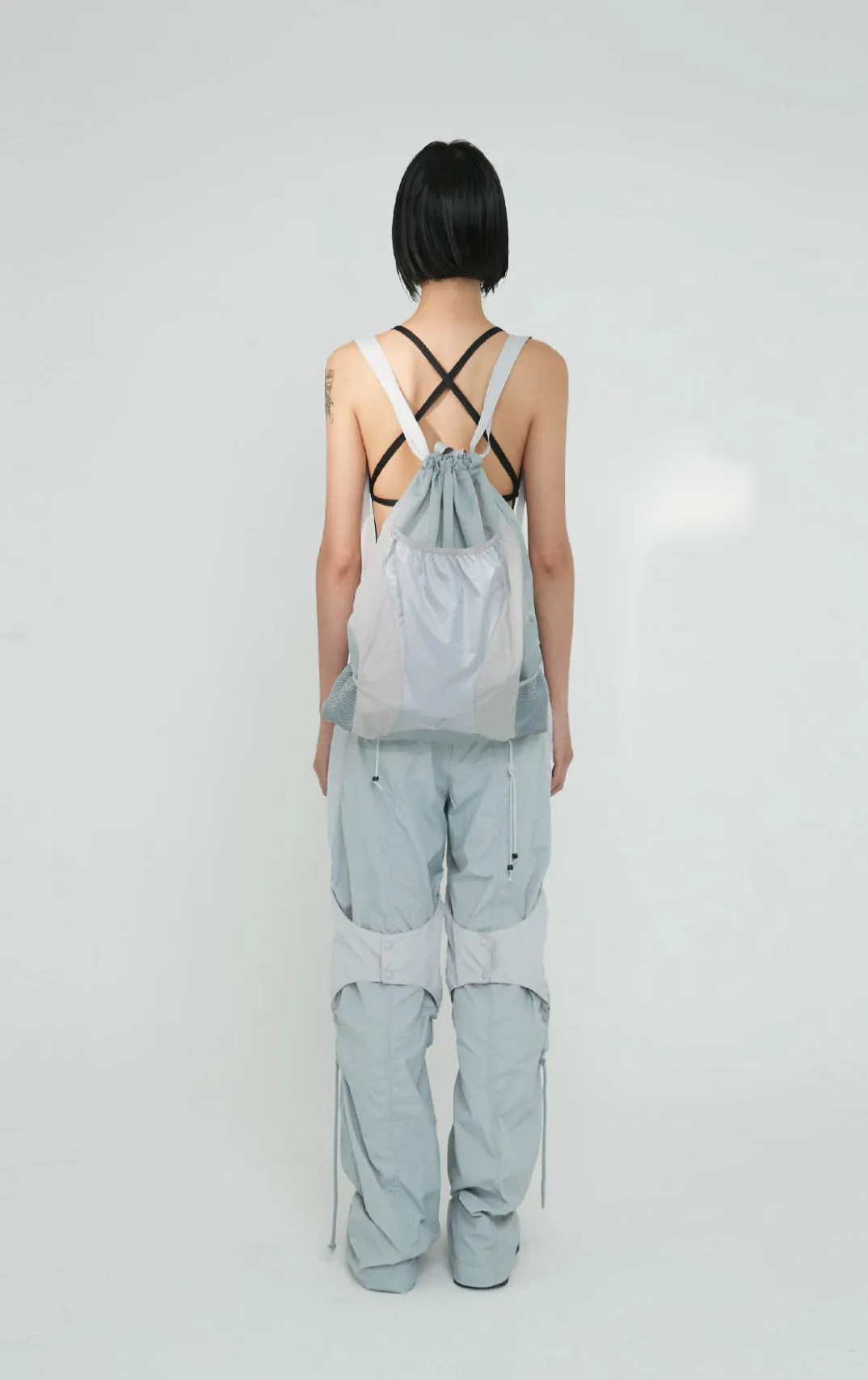 Open snap light pants grey