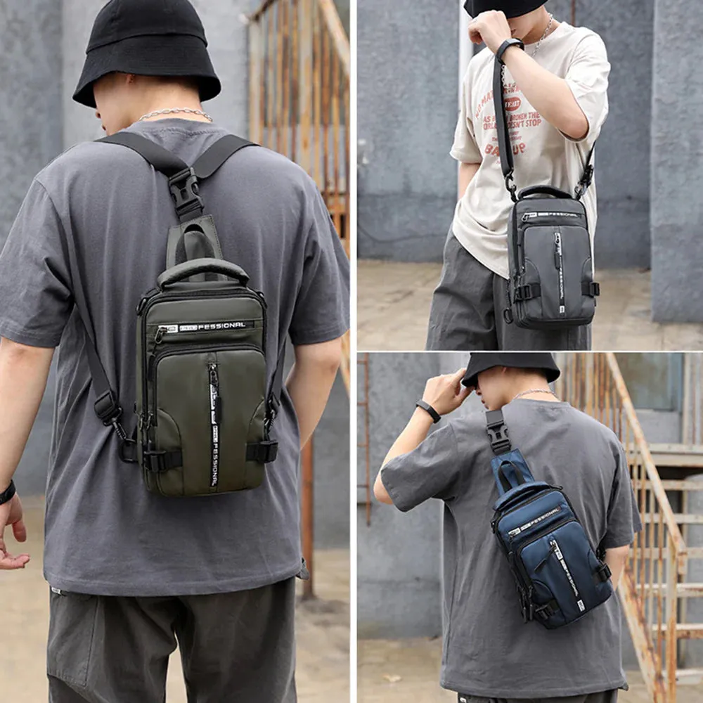 "Ultimate Men's Crossbody Bag: Stylish, Waterproof, and Equipped with USB Charging Port for On-the-Go Convenience!"