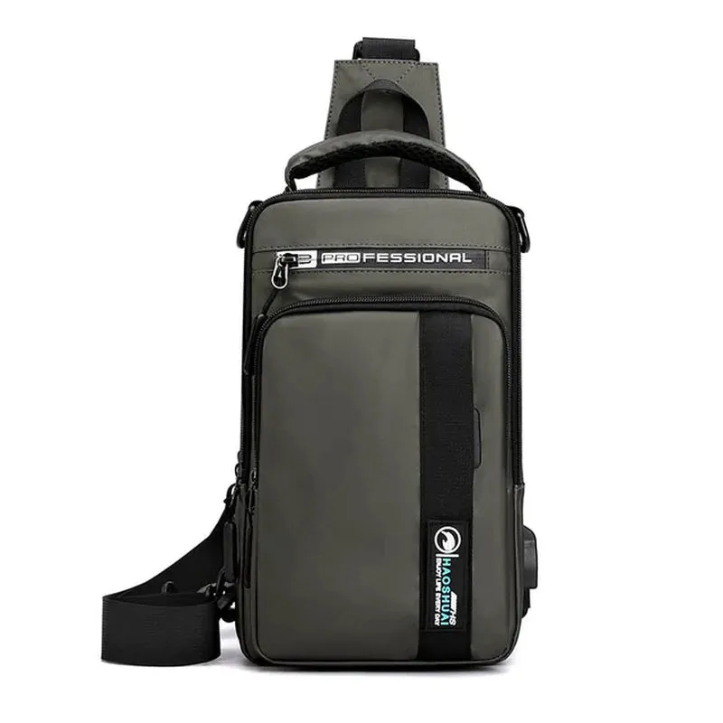 "Ultimate Men's Crossbody Bag: Stylish, Waterproof, and Equipped with USB Charging Port for On-the-Go Convenience!"