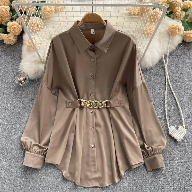 Renata Satin Shirt Dress