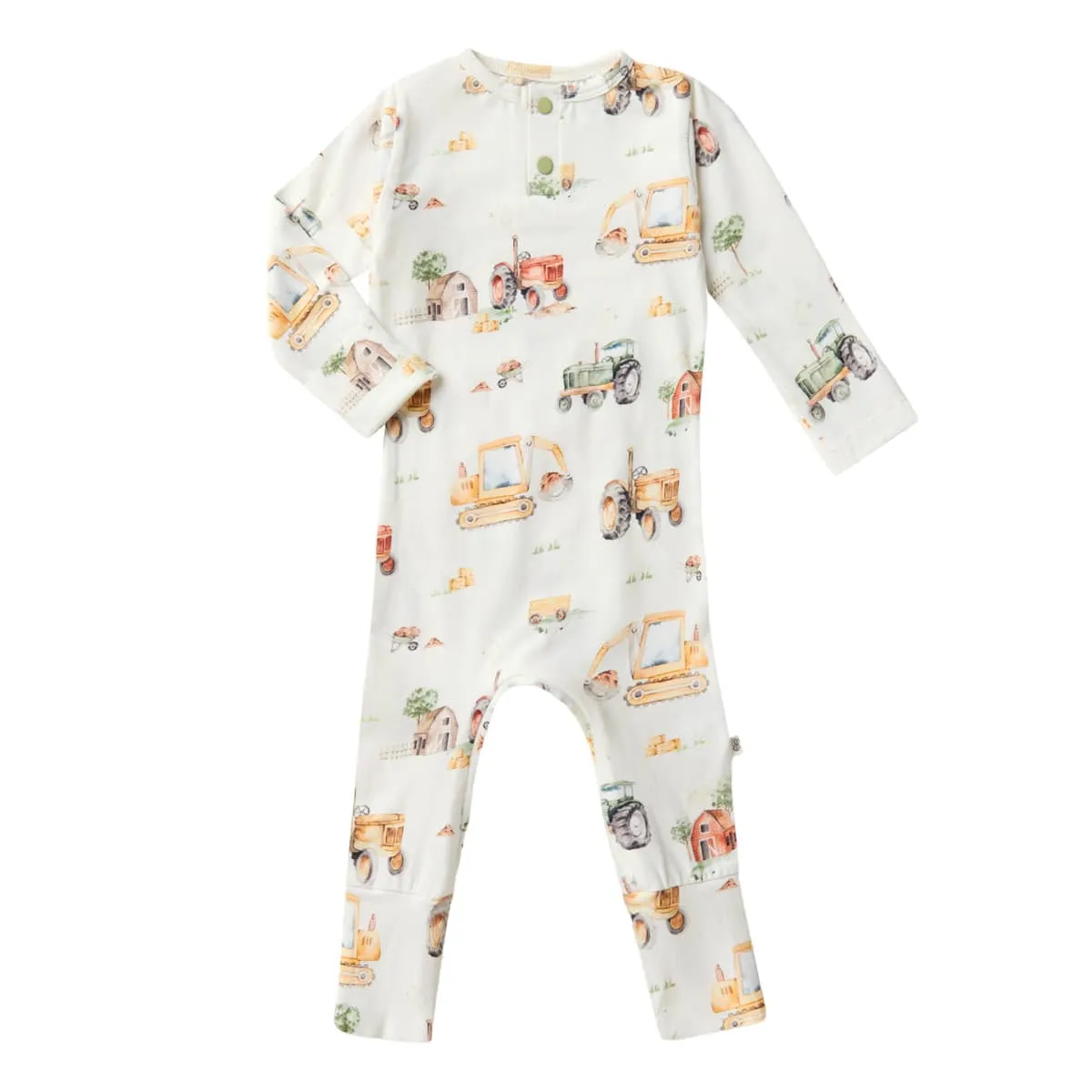 Snuggle Hunny Growsuit - Diggers & Tractors Organic