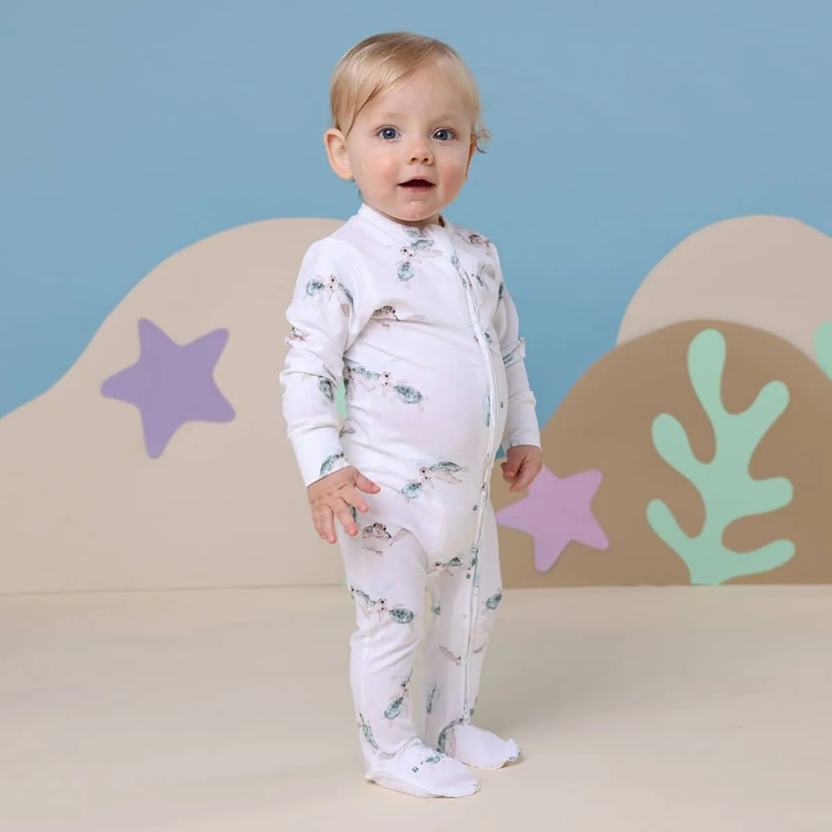 Snuggle Hunny Snuggle Sleepsuit Zip Footie - Turtle Organic