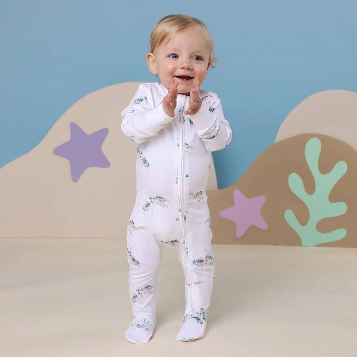 Snuggle Hunny Snuggle Sleepsuit Zip Footie - Turtle Organic