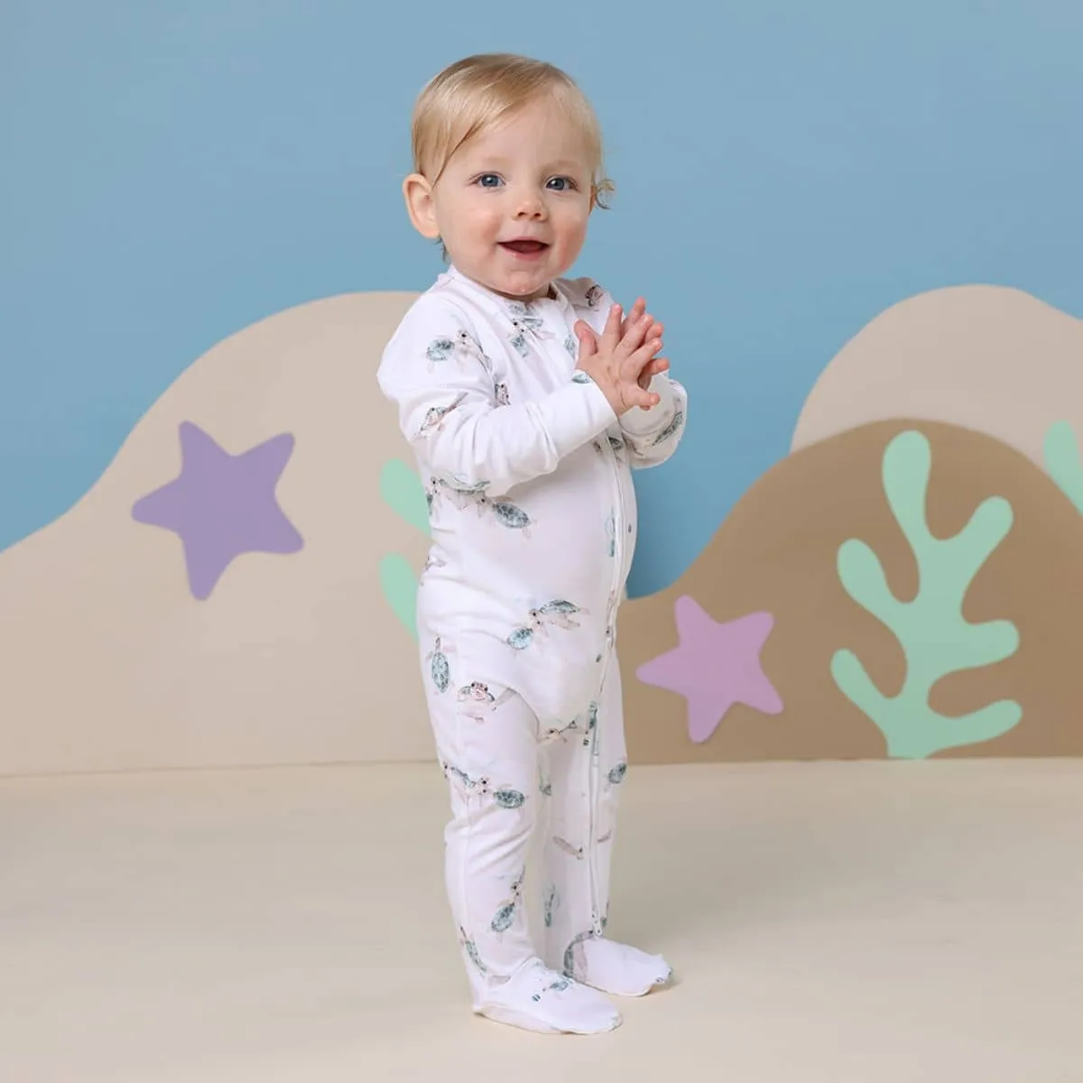 Snuggle Hunny Snuggle Sleepsuit Zip Footie - Turtle Organic