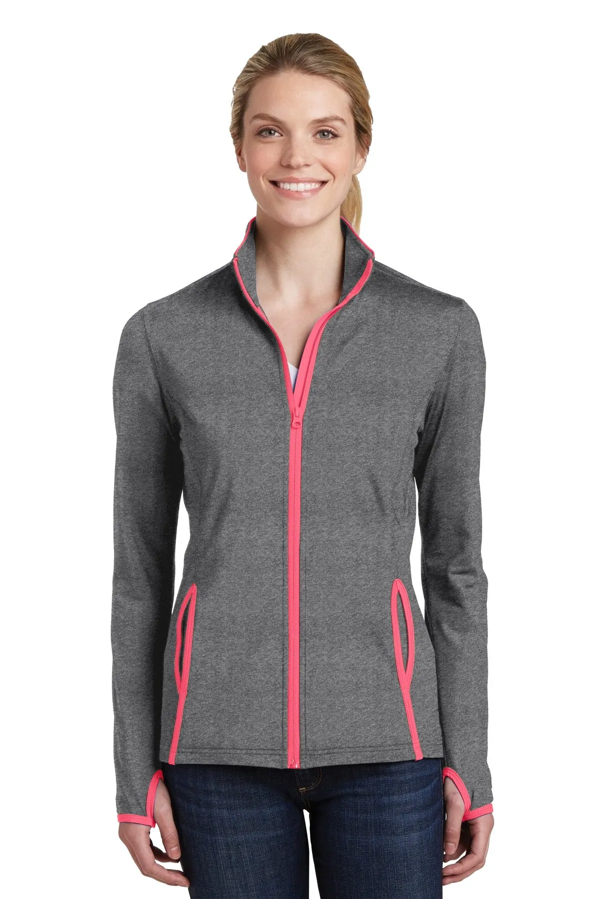 Sport-Tek® Ladies Sport-Wick® Stretch Contrast Full-Zip Jacket.  LST853