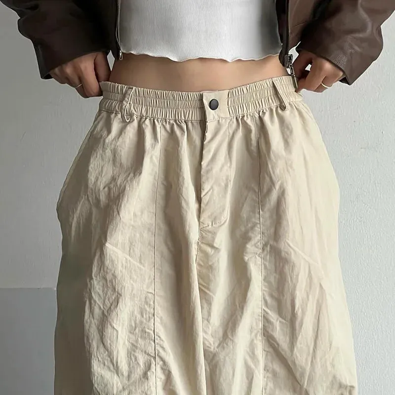 Streetwear Cargo Pants Women Hip Hop Loose Vintage Wide Leg Retro High Waist Pants