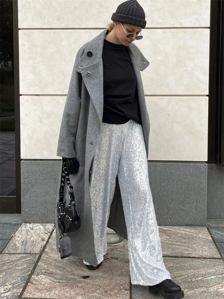 Summer Sequins Casual Party Sparkle High-waist Luxury Loose Streetwear Pants