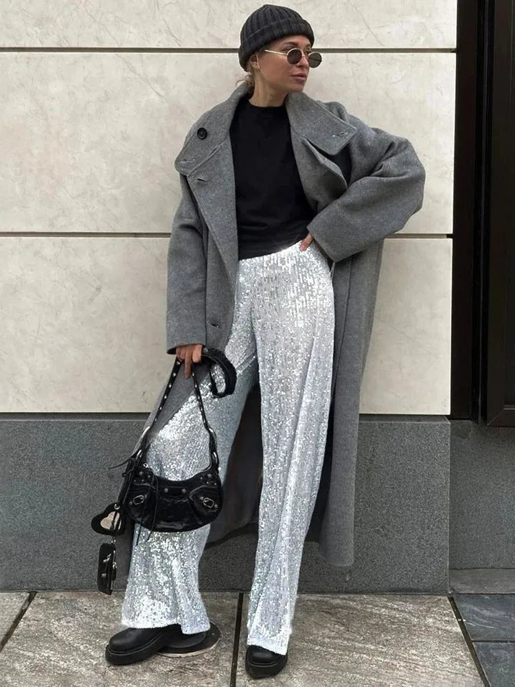 Summer Sequins Casual Party Sparkle High-waist Luxury Loose Streetwear Pants