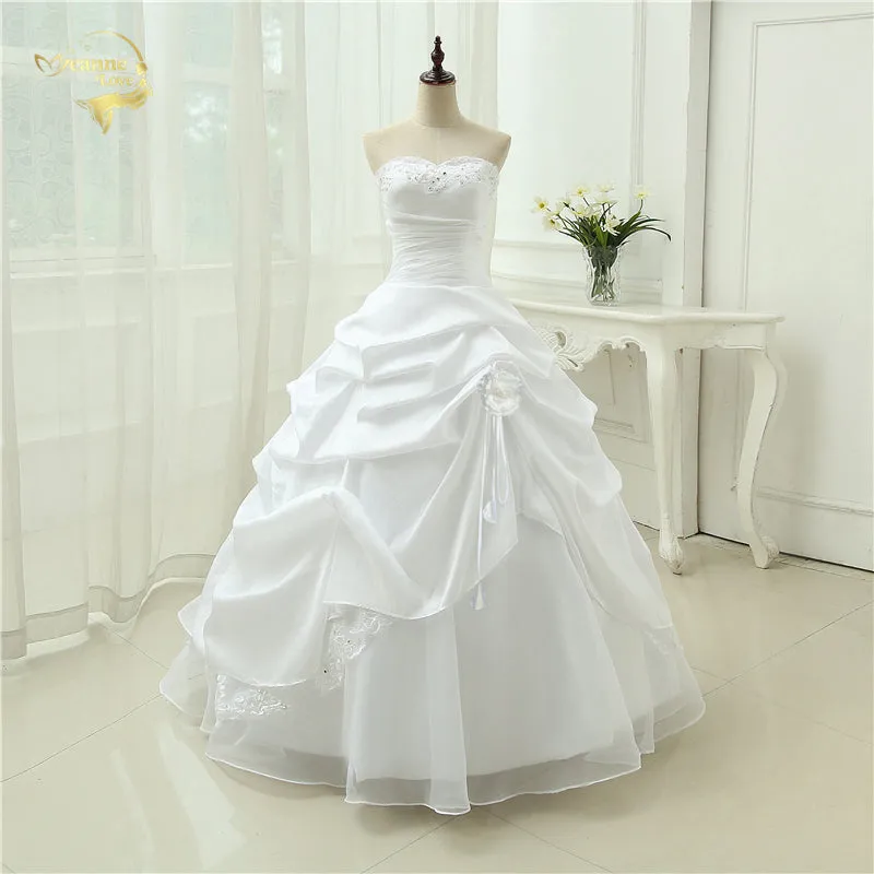 Wedding Gown A line Vestido De Noiva Applique Sequins Sweetheart Casamento White Ivory Plus Size 2019 Wedding Dresses OW 2043