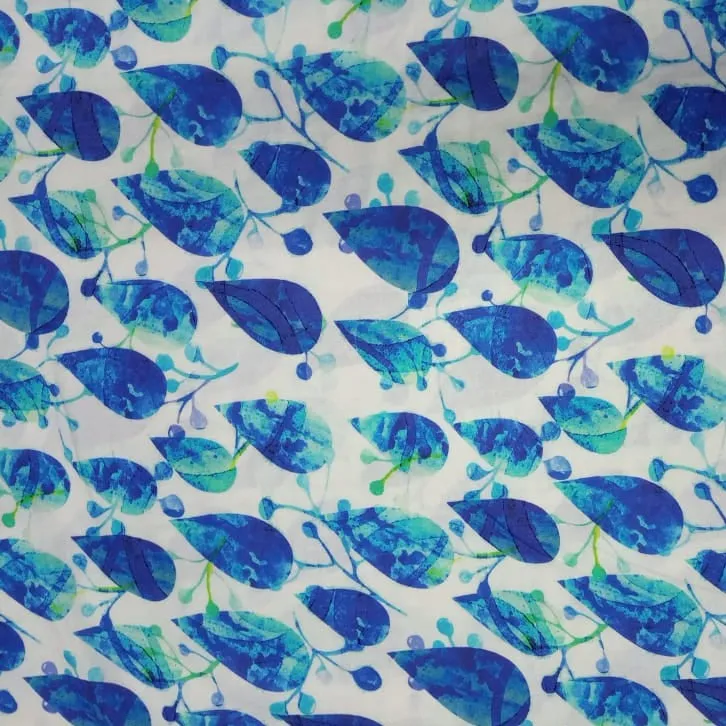 White Blue Digital Print Modal Fabric