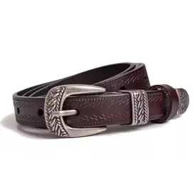 Women's Casual Decorative Carved Buckle Leather Belt