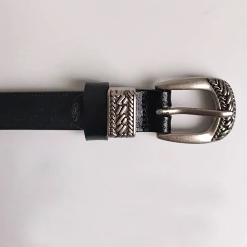 Women's Casual Decorative Carved Buckle Leather Belt